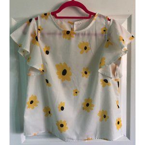 Women's Extra-Small Off-Shoulder Sunflower Blouse